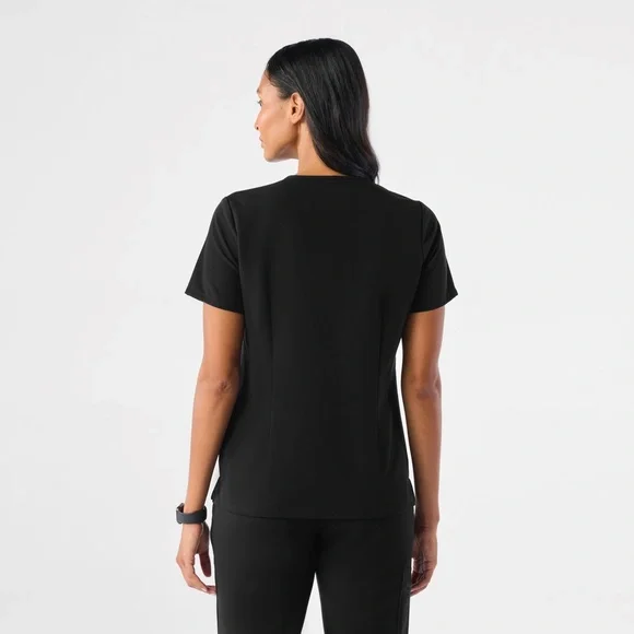 Catarina One-Pocket Scrub Top™ - BLACK - Picture 2 of 5